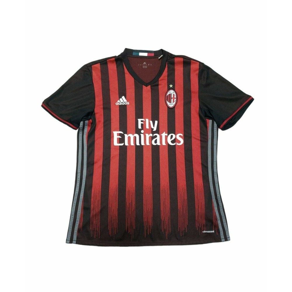 Adidas 2016 2017 AC Milan Serie A Soccer Home Jersey Football Shirt Size Large